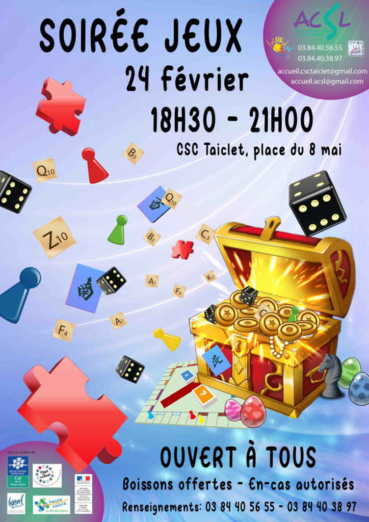 Nouvelle Soirée Jeux au CSC Taiclet - Vendredi 24 février