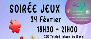 Nouvelle Soirée Jeux au CSC Taiclet - Vendredi 24 février