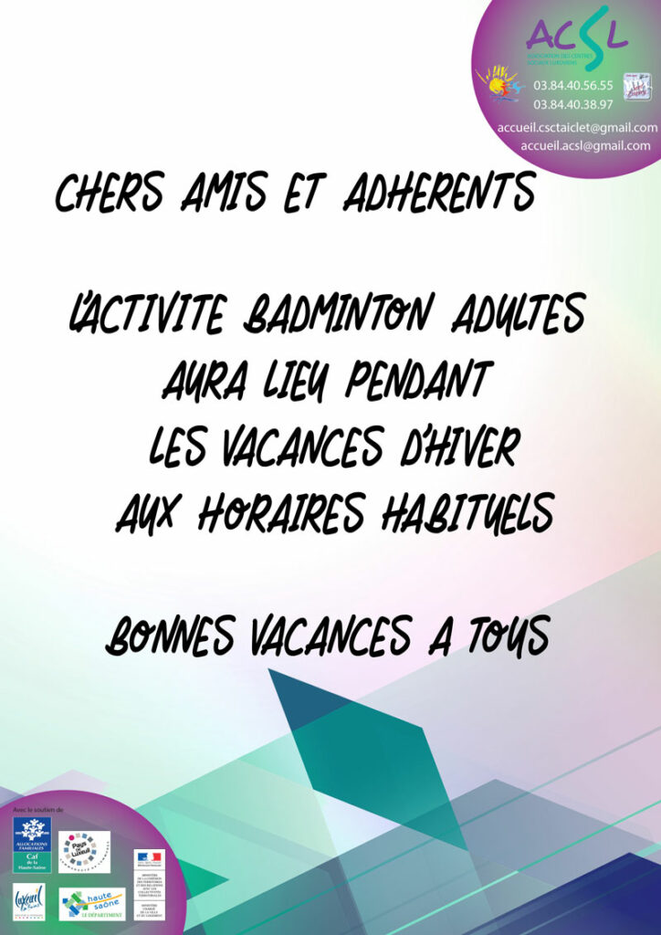 Badminton Adultes - Vacances Hiver