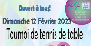 Tournoi de Tennis de Table - 12 février - Salle Polyvalente