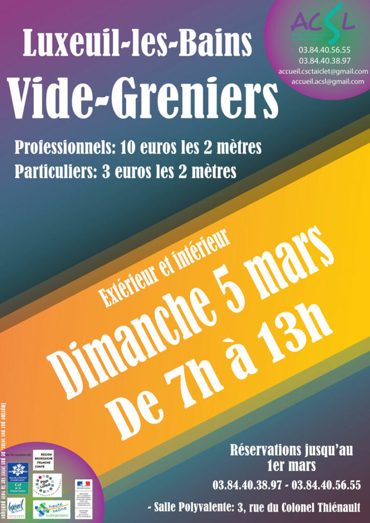 Vide-Greniers - Dimanche 5 mars - De 7h00 à 13h00