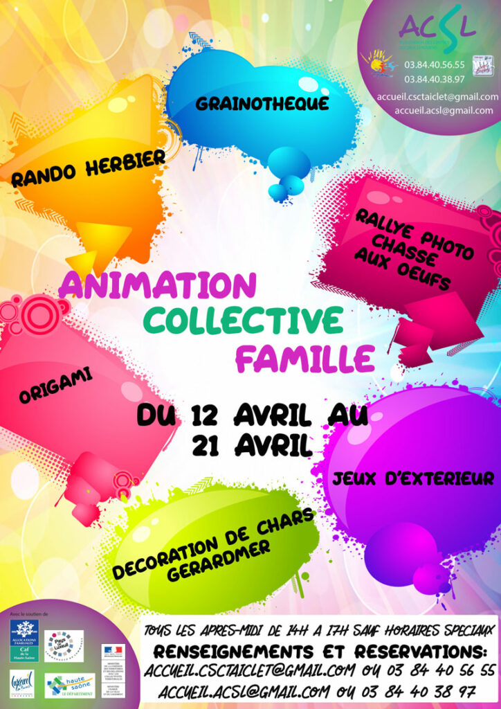 Programme de l'Animation Collective Famille pour les vacances de printemps