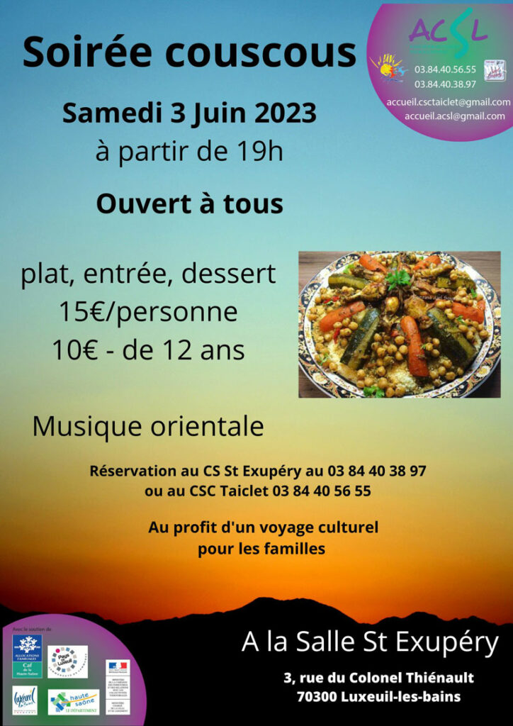 Soirée Couscous - Samedi 3 juin - 19h00