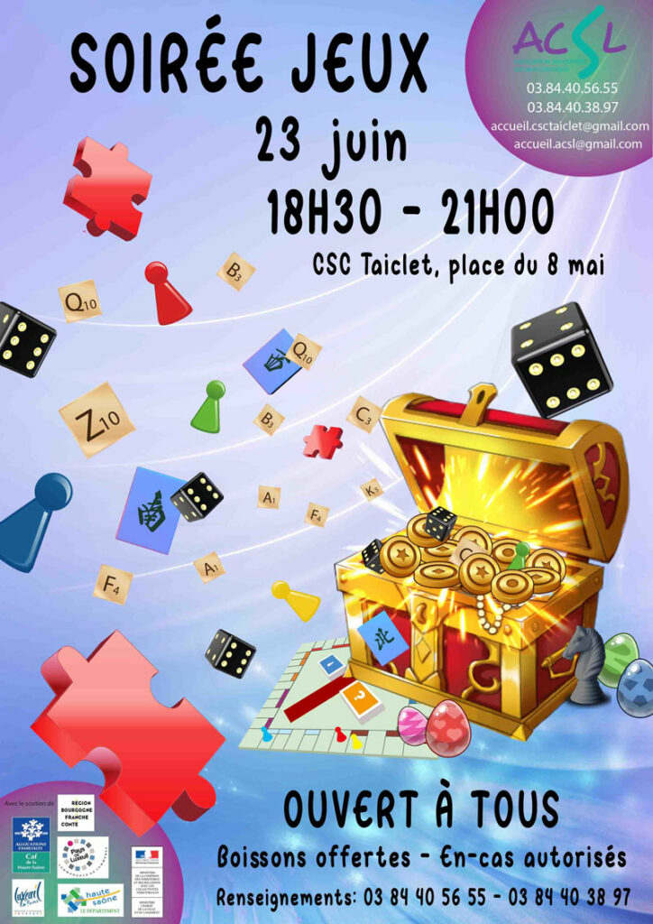 Soirée jeux - vendredi 23 juin - de 18h30 à 21h00