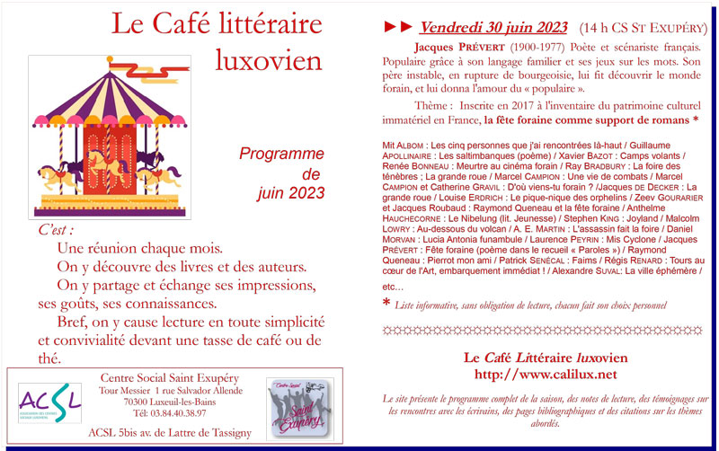 Café Littéraire - Programme du mois de juin