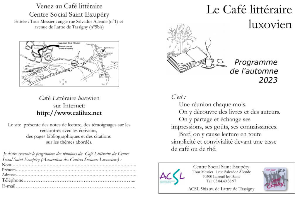Visuel du Café Littéraire pour l'automne 2023 - Recto
