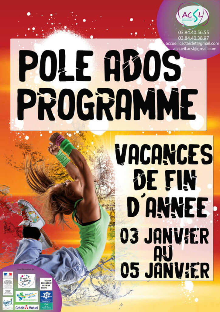 Affiche programme pôle ados des vacances de fin d'année