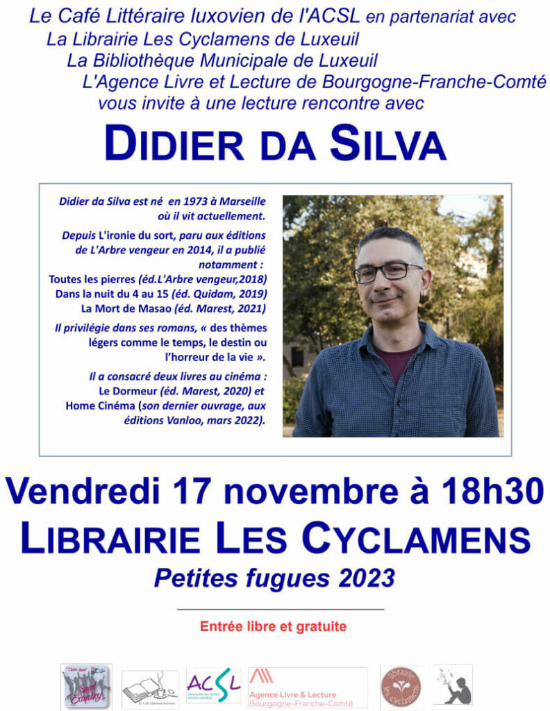 Affiche café littéraire rencontre avec Didier Da silva