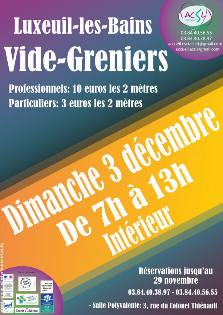 Affiche du vide-greniers du mois de décembre 2023