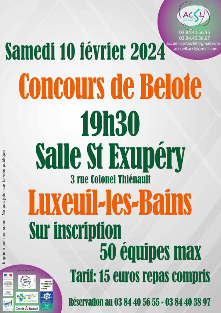 Visuel du concours de Belote du 10 février 2024