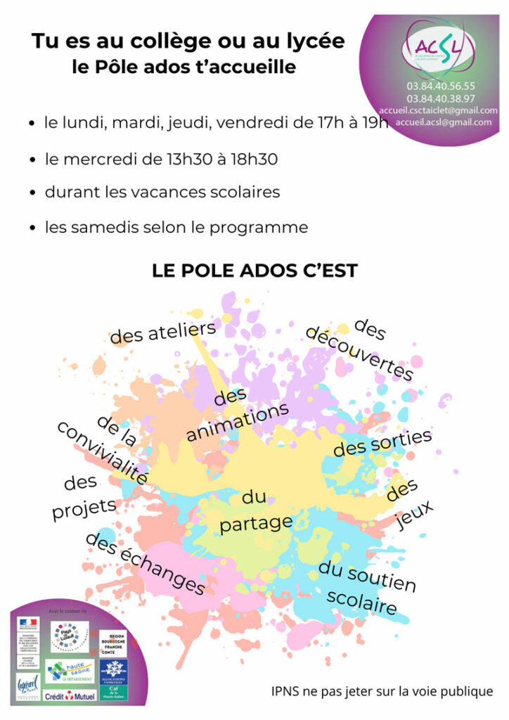 Visuel de la présentation du Pôle Ados