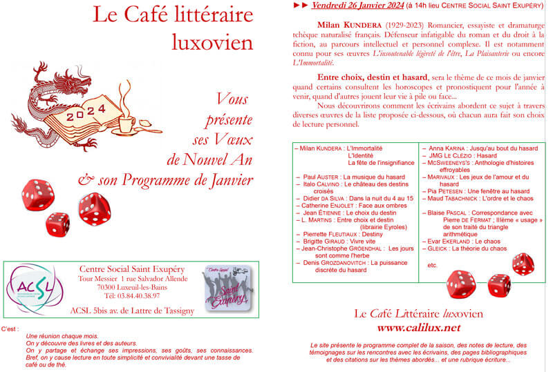 Visuel du programme du café littéraire