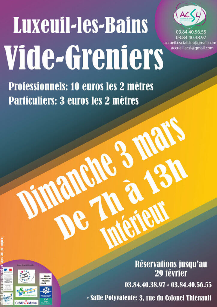 Affiche du vide-greniers du mois de mars 2024